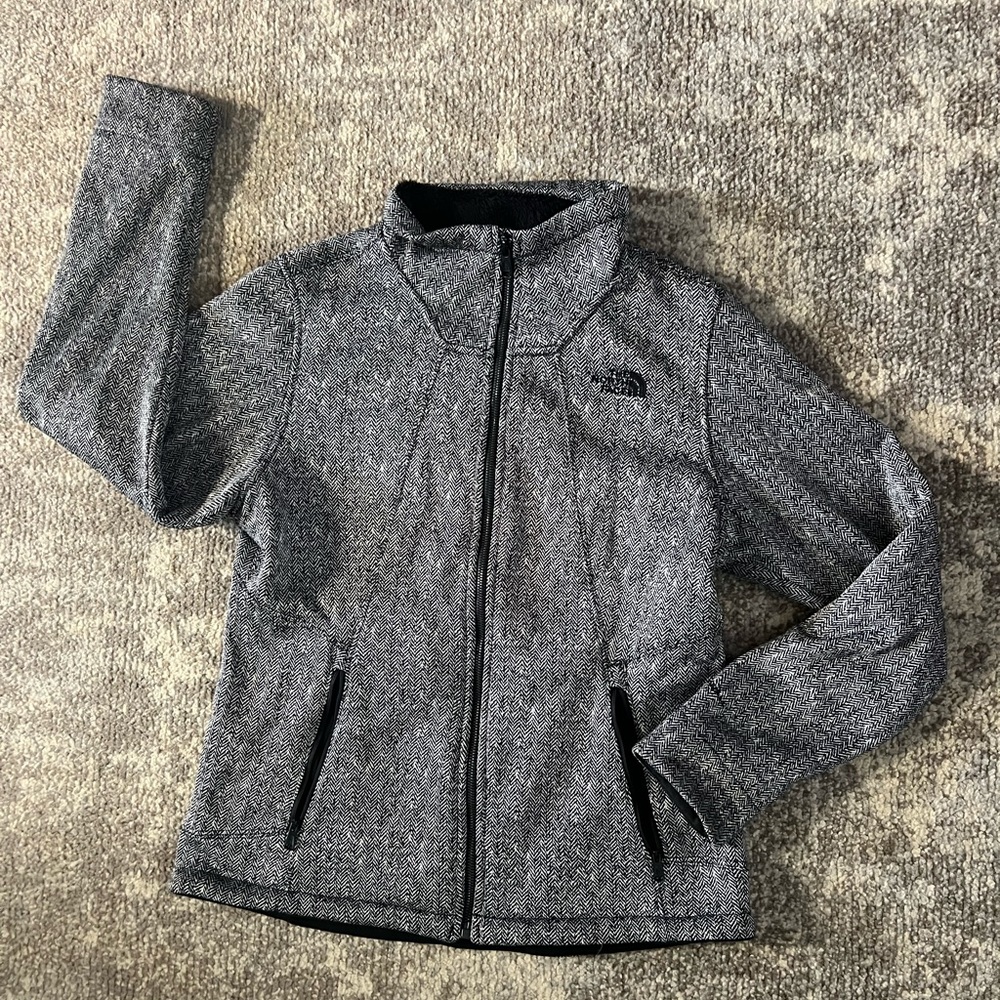 COPY - The NORTH FACE WindWall Jacket Black White Herringbone Fleece Lined Women